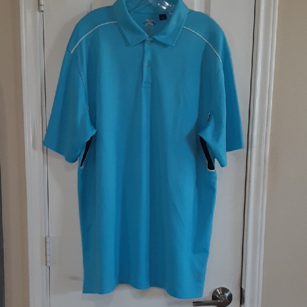 Callaway Golf X Series Polo Mens XXL Blue Black Contrast Panels Back Logo GUC